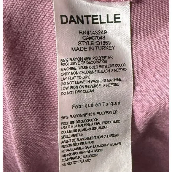 Dantelle Mauve Purple Womens Tunic Top Size XL Asymmetrical Hem Lace Embellished - Picture 6 of 6